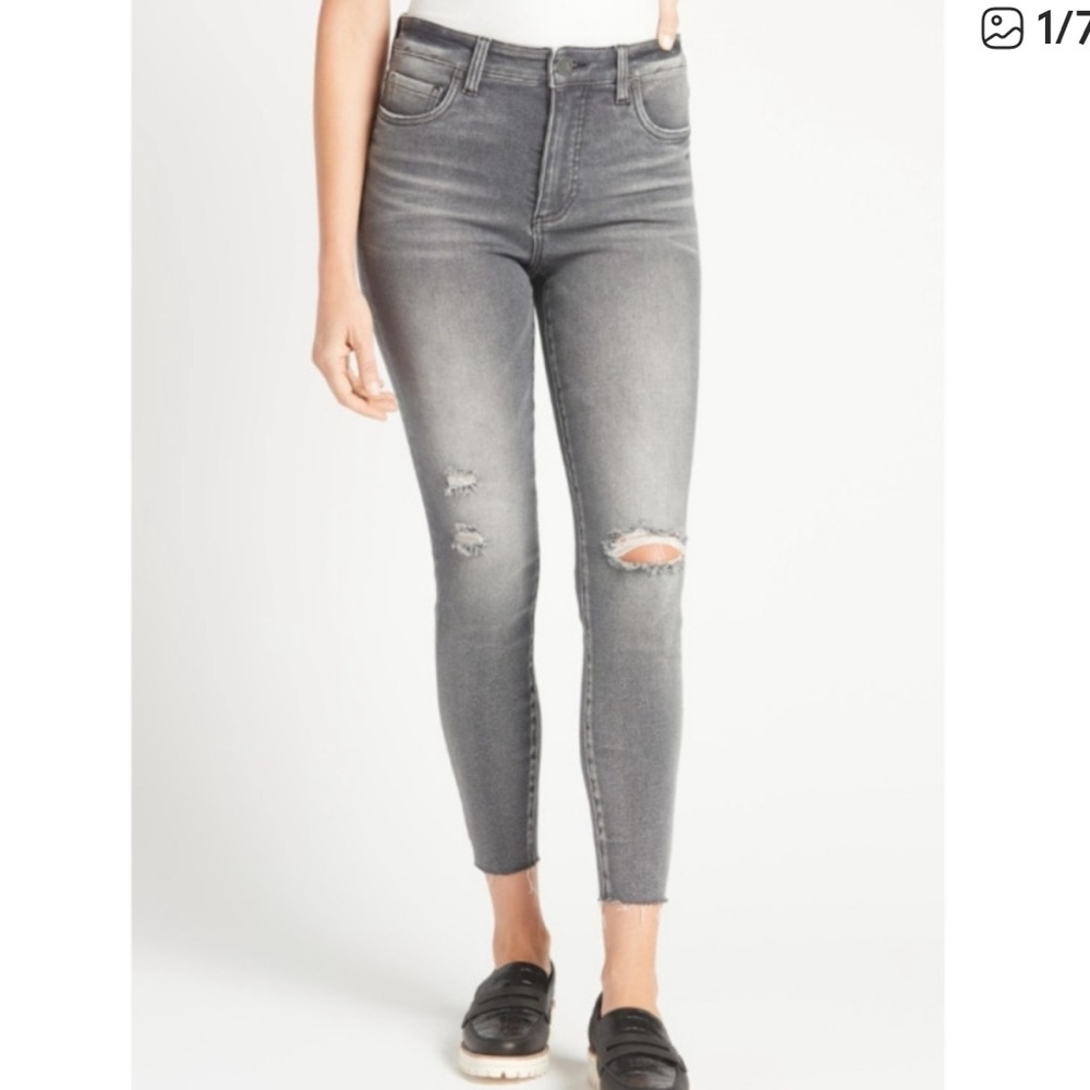 Kut From The Kloth Connie High Rise FAB AB Slim Ankle Skinny Jeans ACT Grey Sz 0